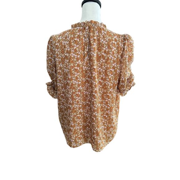 Rachel Zoe Brown Purple Short Sleeve Top Large - Picture 3 of 4